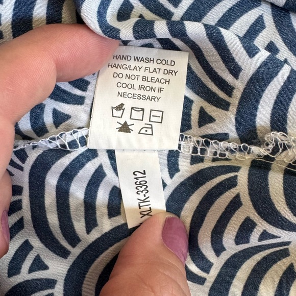 Mud Pie Halter Top Backless Orange and Dark Blue Wave Pattern Swim Coverup - Picture 12 of 12